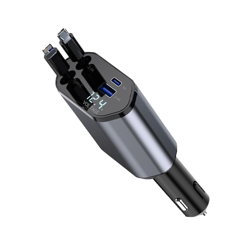 4 in 1 Retractable Car Charger with cable