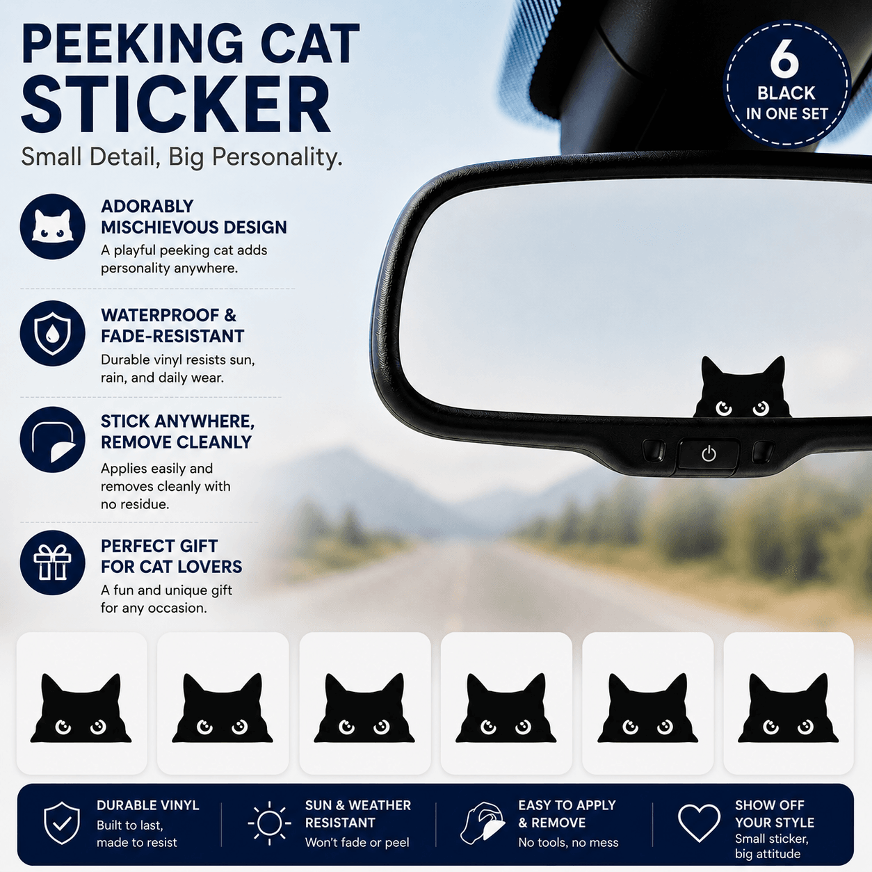 Playful Peeking Cat Decal