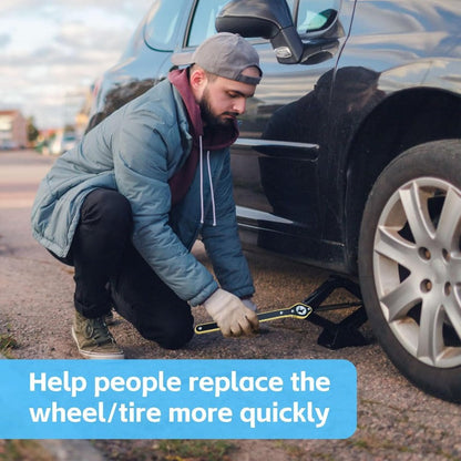 Heavy-Duty Scissor Jack Ratchet Wrench – 360° Rotating Tire Lift Tool with Cross Adapter Kit