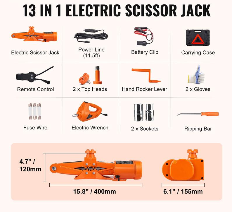 12 in 1 Electric Car Jack Set